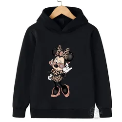 Disney Minnie Harajuku Children's Hoodie Girls Clothing Boys Infant Clothing Spring Autumn New Warm Sportswear Street Casual