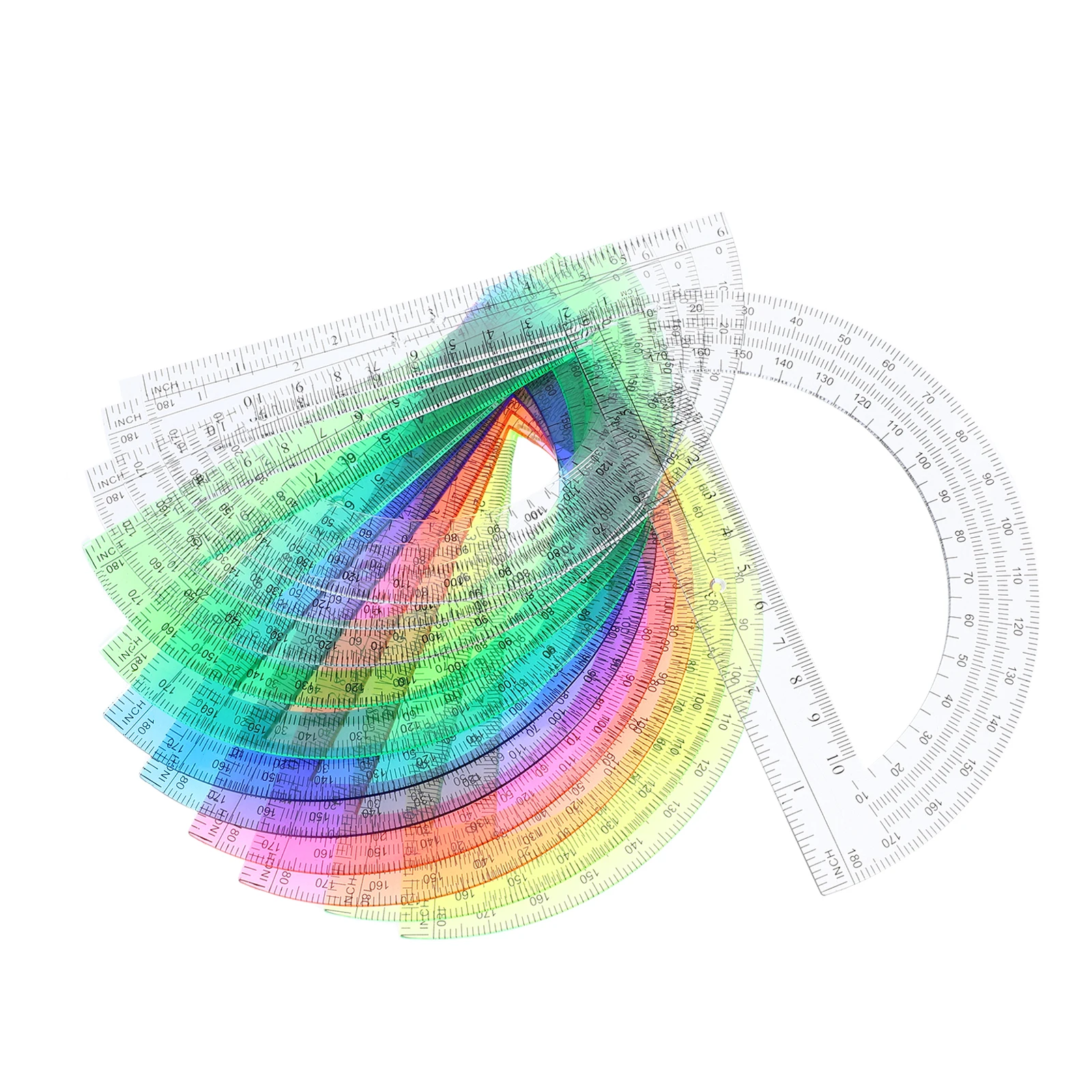 12 pezzi goniometri in plastica trasparenti semicircolari goniometri matematici da 180 gradi per studenti forniture per la misurazione dell'angolo dell'ufficio scolastico