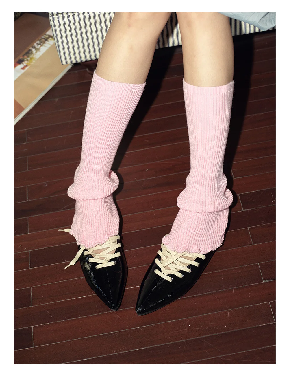 Ballet Style Lace Stacked Knit Leg Warmers Women Soft Solid Color Korean Design Autumn Winter【Multi Colors】