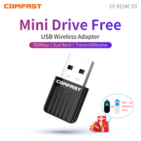 COMFAST Mini Free Drive 650Mbps Wireless Network Card 2.4G 5G Dual Band WiFi Adapter WPA3 Wi Fi Recevier Hot Spot for PC/Laptop