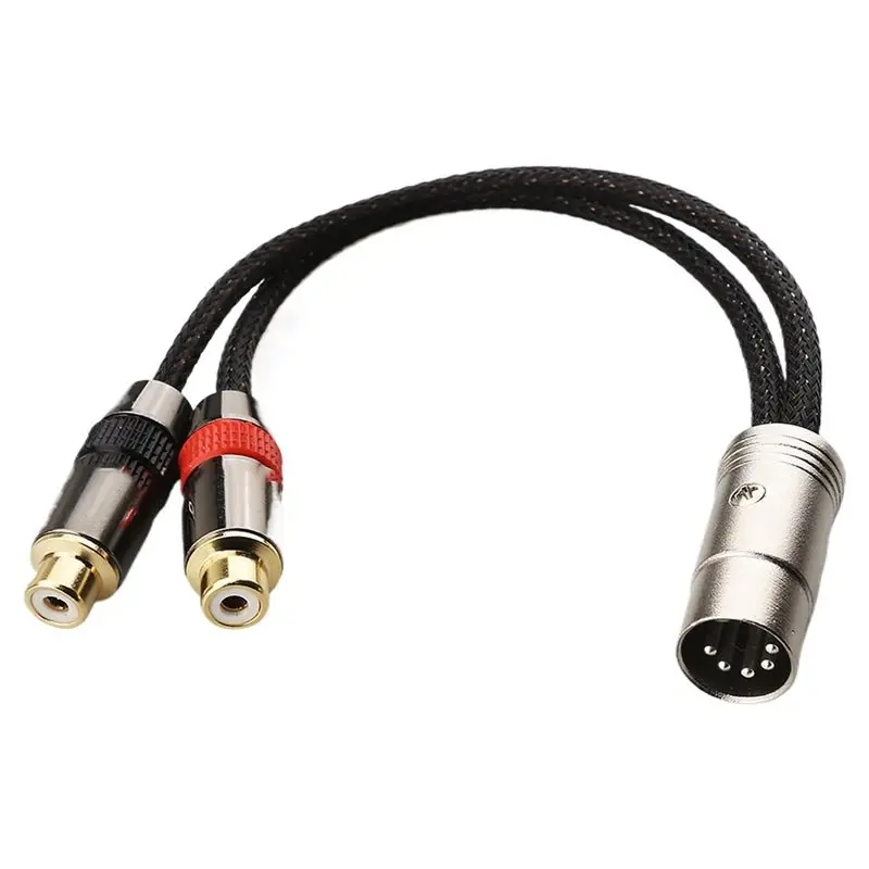Hifi 5-Pin DIN Male To Dual For RCA Female Adapter Cable- 15Cm For AMP, CD Player Compatible Audiophile Audio Interconnect Wire