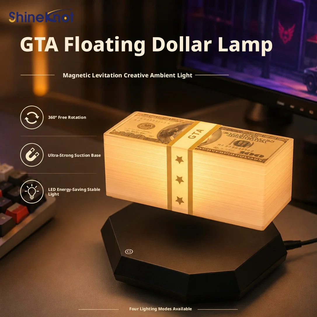SHINEKNOT Dollar-Themed Night Light Gta Grand Theft Auto Freely Rotating Magnetic Levitation Mood Lighting Ornament High-Tech
