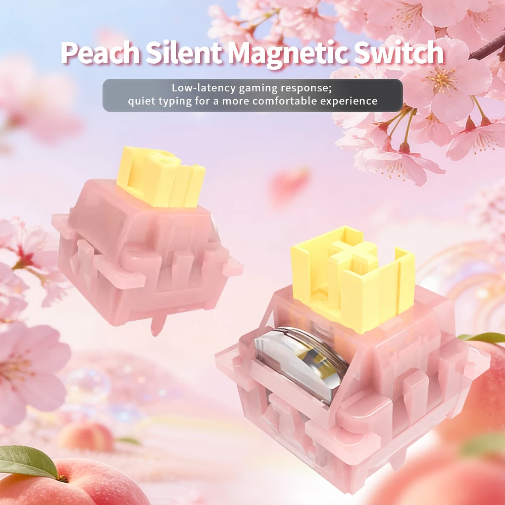 OUTEMU Peach Silent Magnetic Switch 40g Linear Factory Lubrd Silent Magnetic Keyboard Game Office Freely Setting Pre Travel
