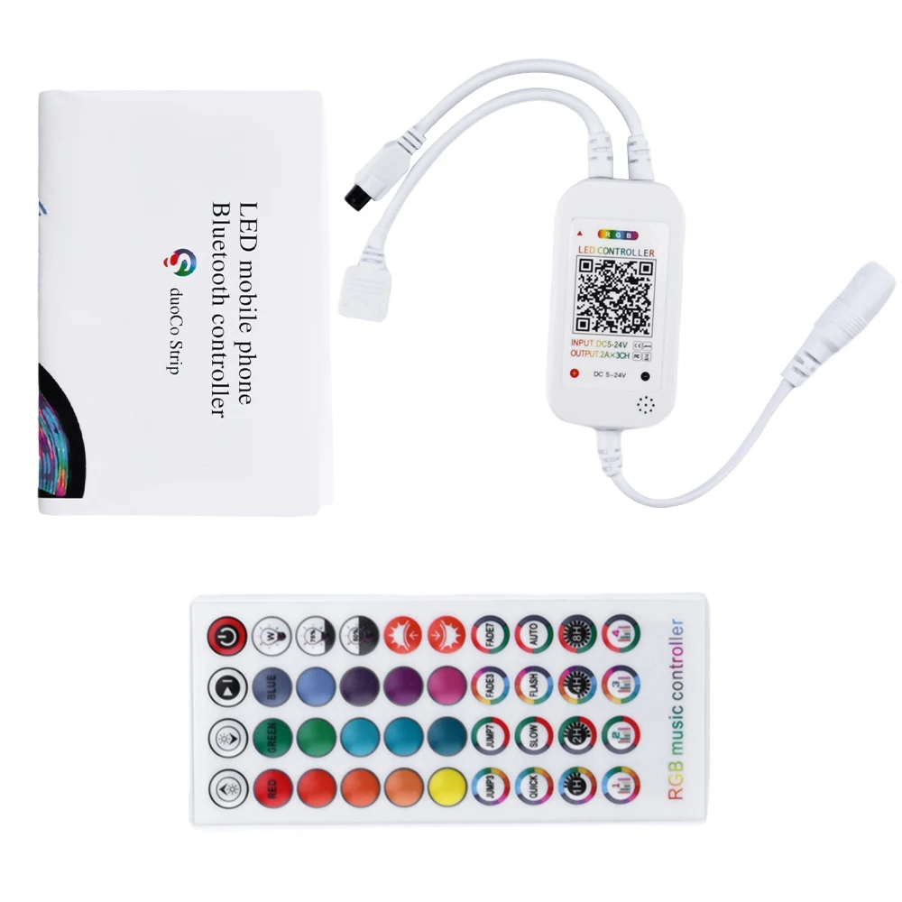 Luzes led controladas por voz com controlador 40 teclas controlador de música sete cores led string inteligente app acessórios de luz