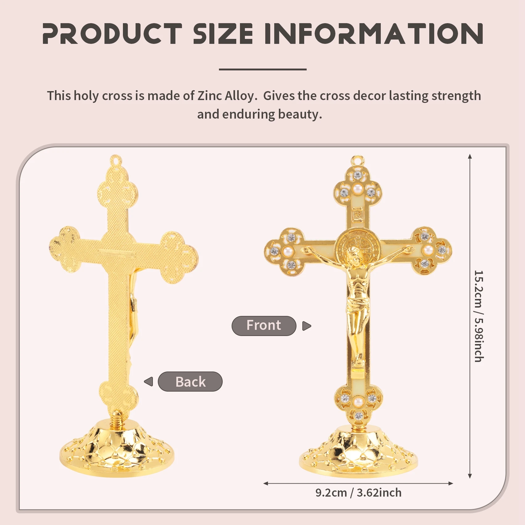 

ABFW Standing Crucifix with Base Alloy for Home Chapel Decoration and (Gold)
