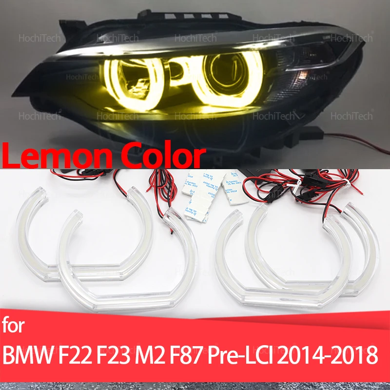 

Для BMW 2 серии F22 F23 M2 F87 Pre-LCI 2014-2018 дневной свет DRL Angel Eyes LED CSL Style Лимонно-желтый комплект колец для фар