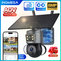 INQMEGA 5MP AOV Camera 7/24 5K Wifi Or 4G Security outdoor Two-way Talk Smart PIR Detection Battery/Solar Powered IP Camera