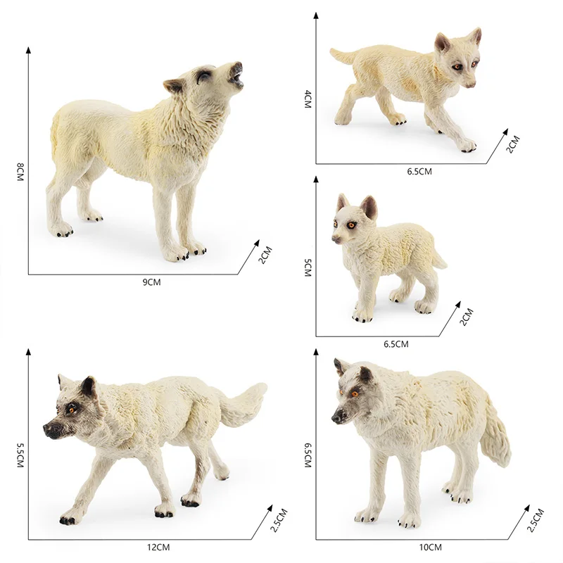 Figuras de acción de animales salvajes del bosque, modelo de Lobo Blanco de América del Norte, colección de animales salvajes, lobos, decoración de PVC, Juguetes