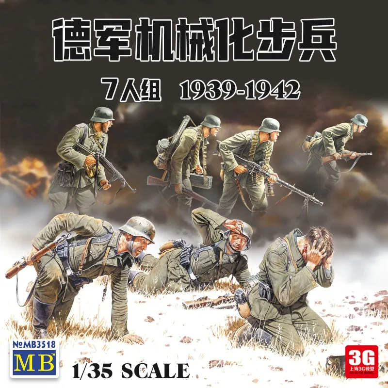 1-35-スケール-ドイツ機動歩兵セット-7-フィギュア-プラスチックモデルキット-by-マスターボックス-mb3518