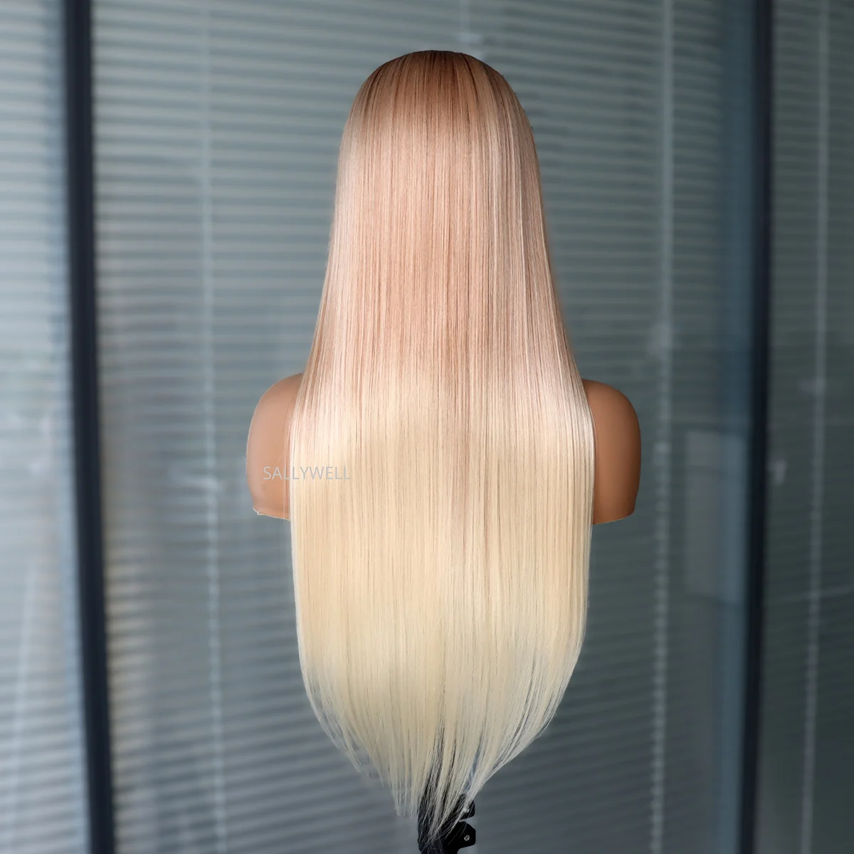 Ombre Blonde Lace Front Wig Long Straight Wig Brown to Dirty Blonde 3T Color Synthetic Heat Resistant Wig Pre Pucked