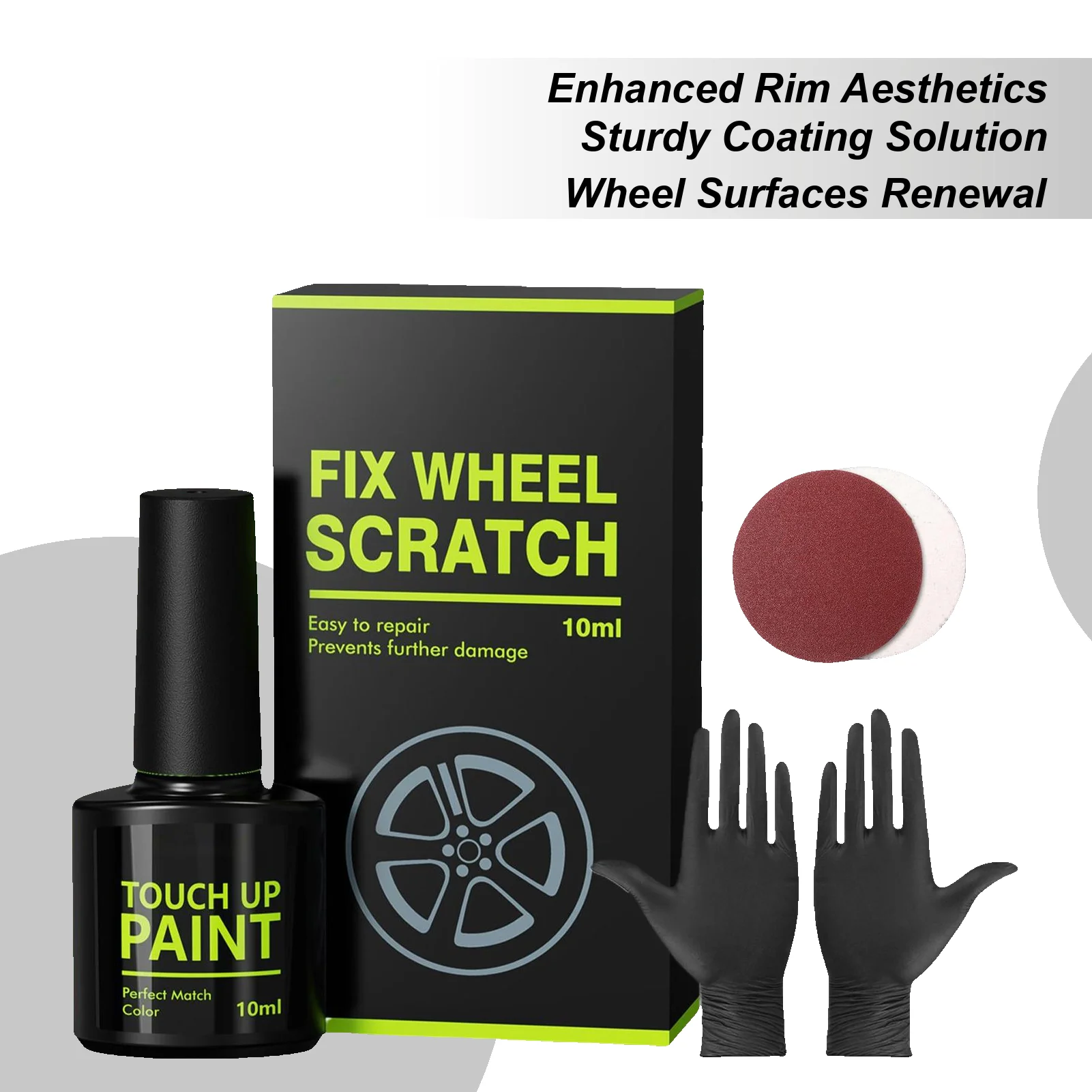 For Tesla Model Y/3 Wheel Scratch Repair Kit For Curb Rash 10ml Auto Supplies With Gloves Sponge Wheel Repair Kit For Automotive