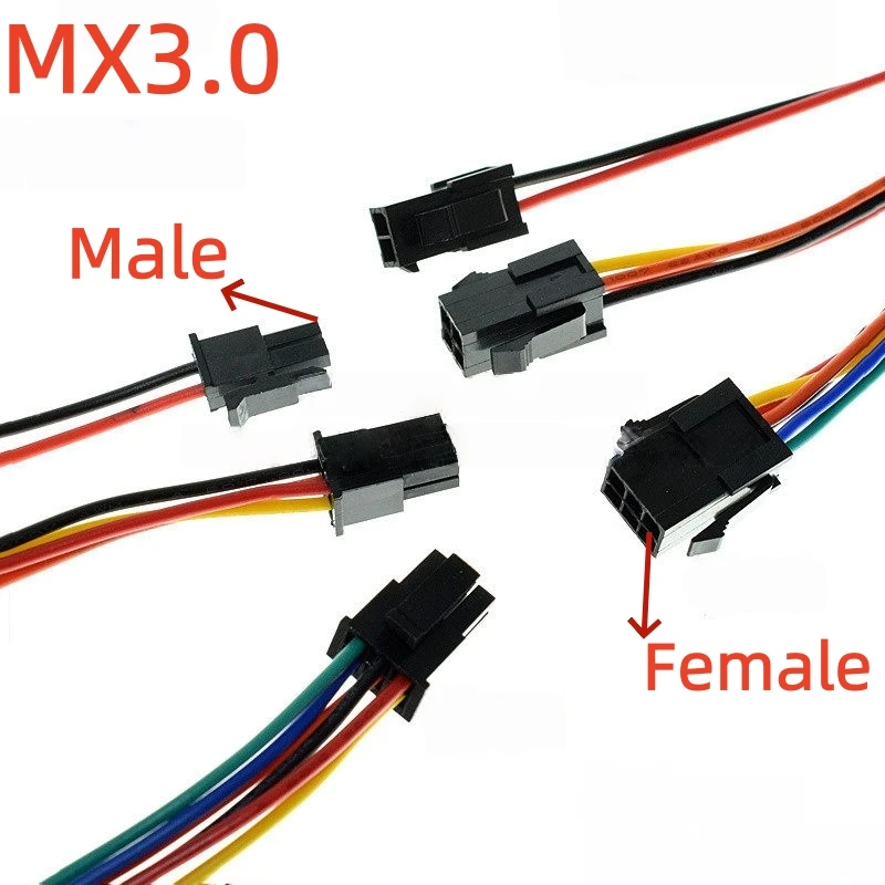 5PCS MX3.0 Double Row Terminal Wire Small 5557 Male and Female Air Plug Wire Harness 2x1/2/3/4/5/6P