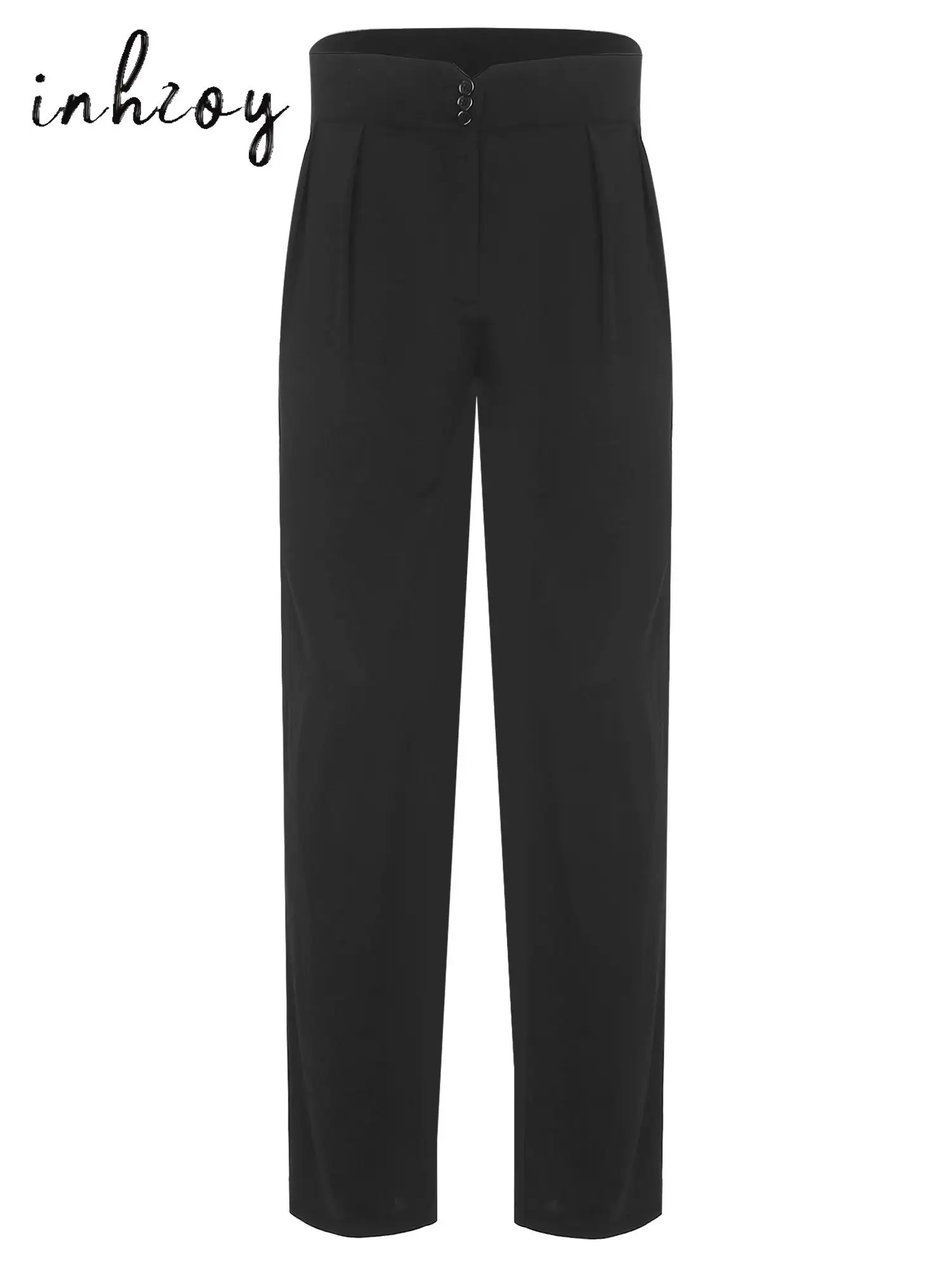 

Mens Jazz Pants Latin Ballroom Dance Pants High Waist Straight Trousers Salsa Samba Tango Practice Dance Performance Trousers