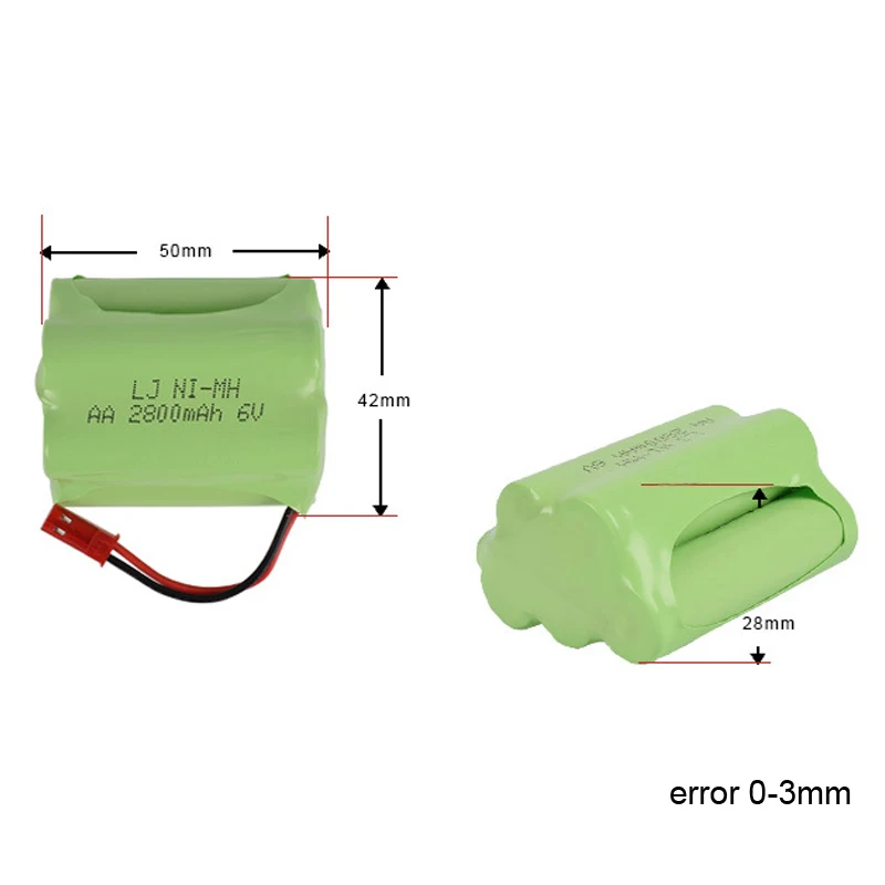 6v 2800mah NIMH Batterij met USB Lader 6v Ni-Mh batterij voor RC speelgoed Auto Boot GUN TANK Truck Trein RC speelgoed Batterij JST plug