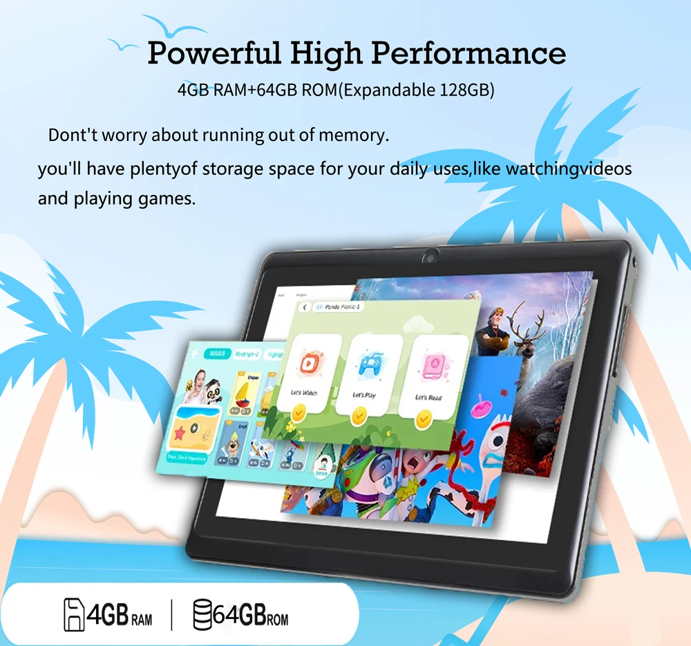 New 7.0 Android Tablet 4GB+64GB support for Google Education software can be used as a Gift Androi