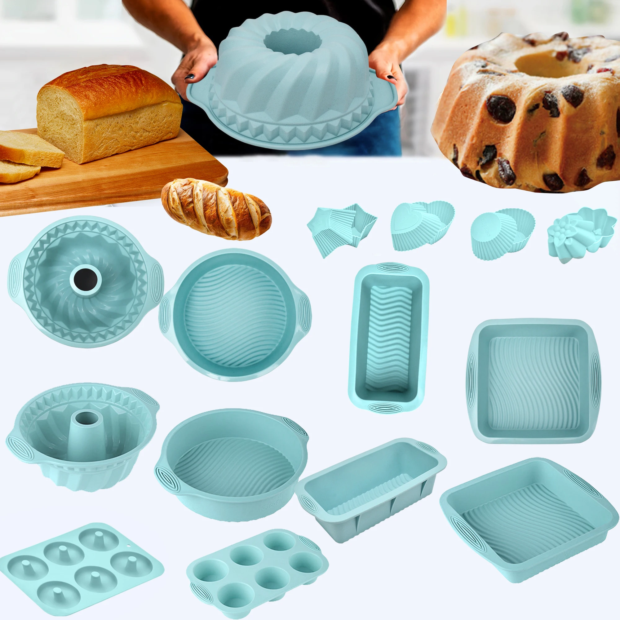 

30PCS Non-Stick Silicone Baking Tools Set Food Grade Heat Resistant Mold for Cake Bread Muffin Chocolate Making DIY Kitchen Tool
