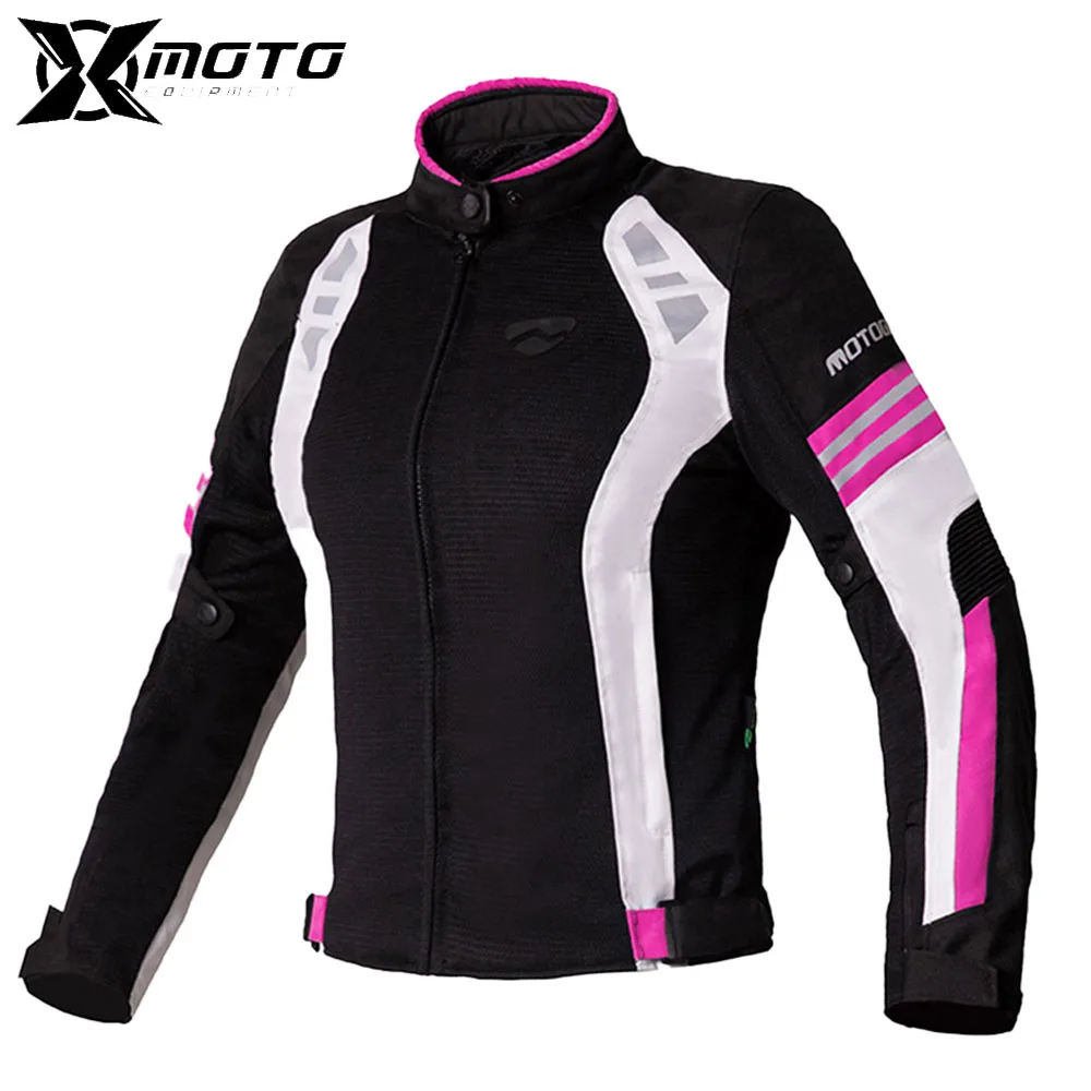 

Women Motorcycle Jacket Summer Breathable Lightweight Mesh Cycling Moto Jacket Protector Motocross Suit CE Protective New