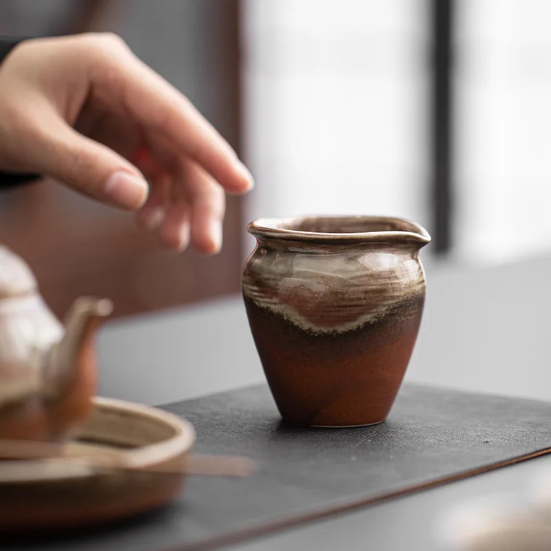 Firewood Glaze Antique Pitcher Gong Dao Bei Handmade Coarse Pottery Tea Serving Pot Fair Mug Ceramic Household Cup Kung Fu Set