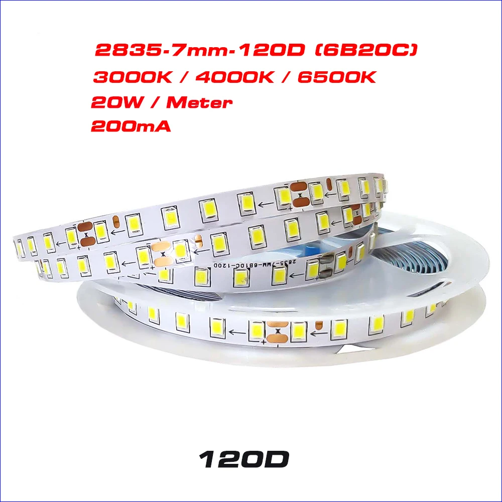 Imagem -04 - Corrente Constante Led Strip Branco Quente e Neutro Fita Luz Lustre Smd2835 100leds 120leds 180leds Metros Rolo