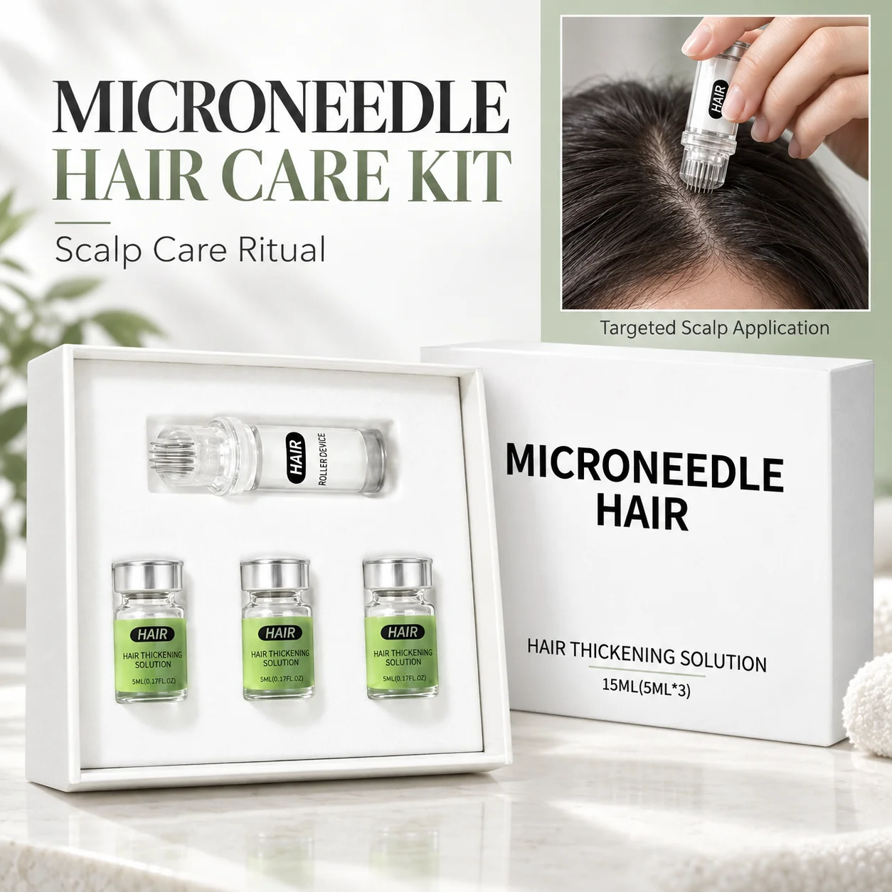 Hair Serum Microneedle Roller Set Scalp Care Derma Roller Non Greasy Root Nourishing Fuller Looking Hair Essence