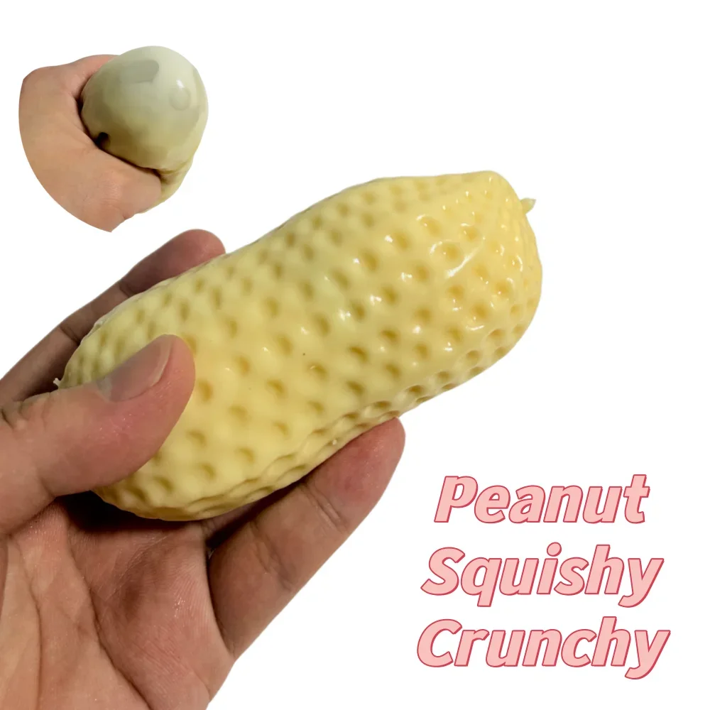 Peanut Squishy Crunchy Stress Ball Fidget Toy Handmade Squeeze Ball Buttery-Soft Feel Squeeze Toys for Adults Gift
