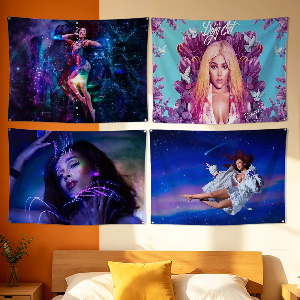 Singer D-Doja Cat Flag Flag Polyester Printing Banner For Bedroom Living Bar Garden Garage Wall Art Out Door Decoration