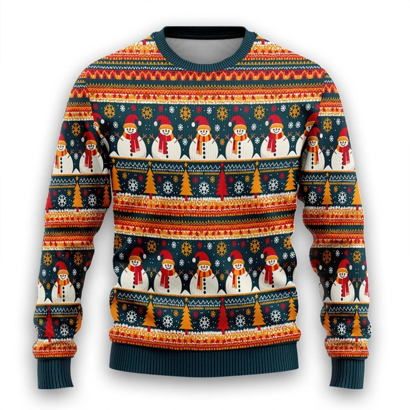 

Праздничный Забавный Уродливый Рождественский свитер для женщин и мужчин, свитшот с Санта-Клаусом, снеговиком для мужчин, рождественские страшные Семейные свитера, пуловеры, топы