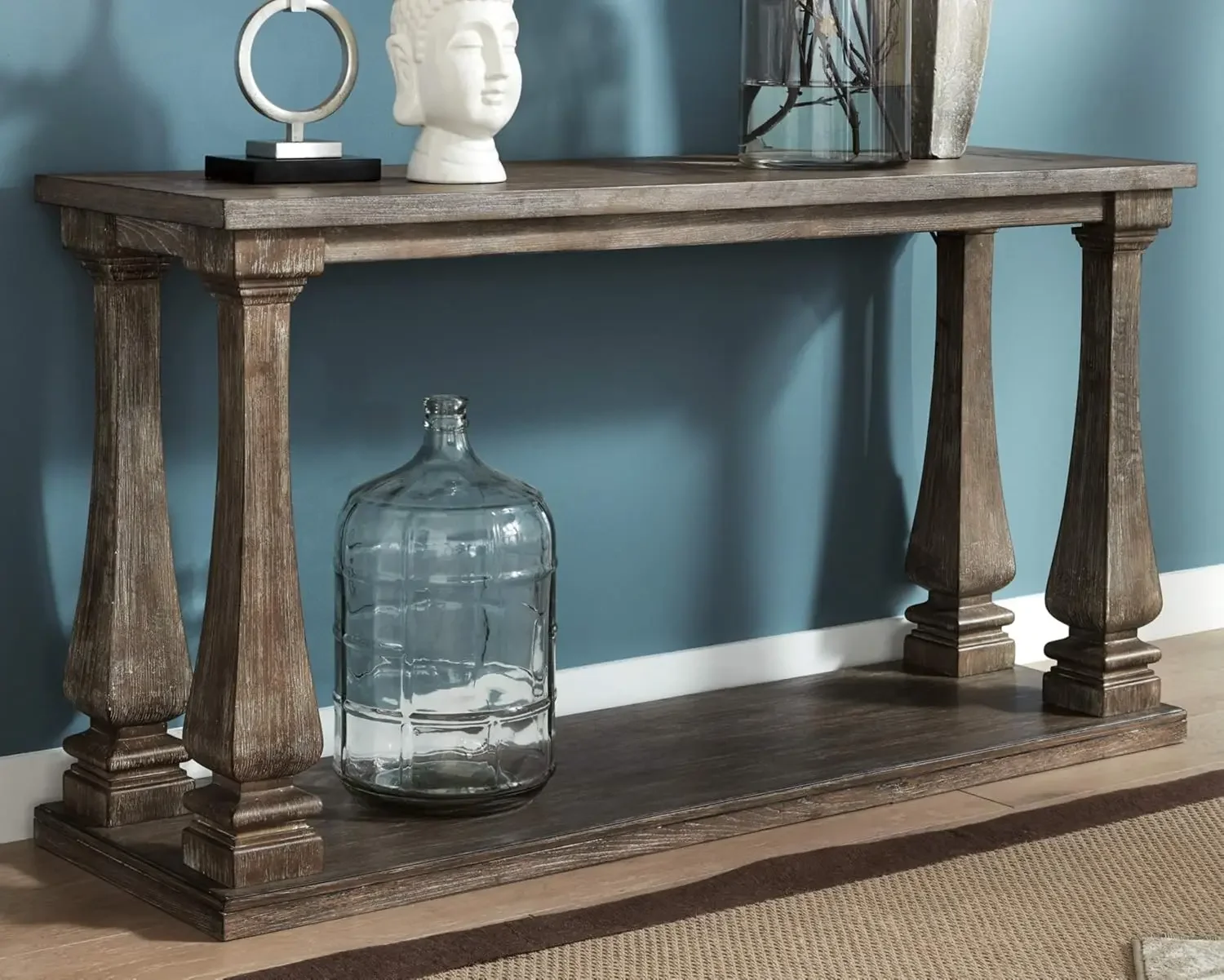 Mallacar Vintage Sofa Console Table, Weathered Gray