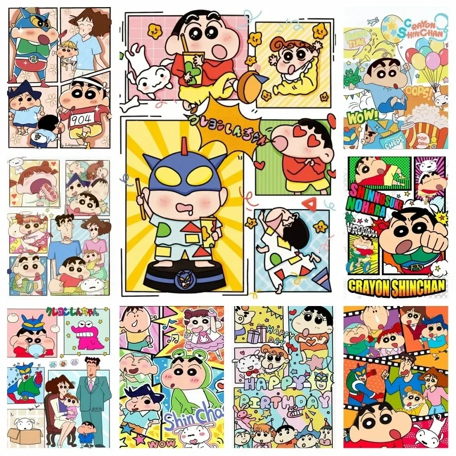 Frameless 5D Diamond Painting Crayon Shin-chan Anime Full Drill Handmade Home Wall Decoration Art Picture Poster