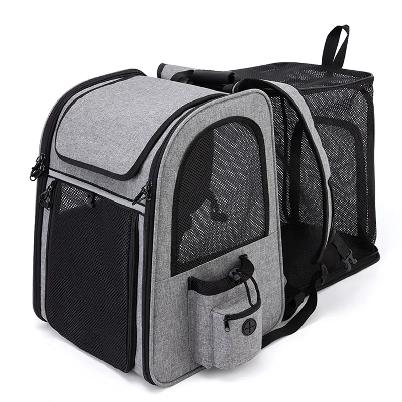 

New pet bag double shoulder cat bag portable breathable go out foldable expansion dog backpack large capacity large size