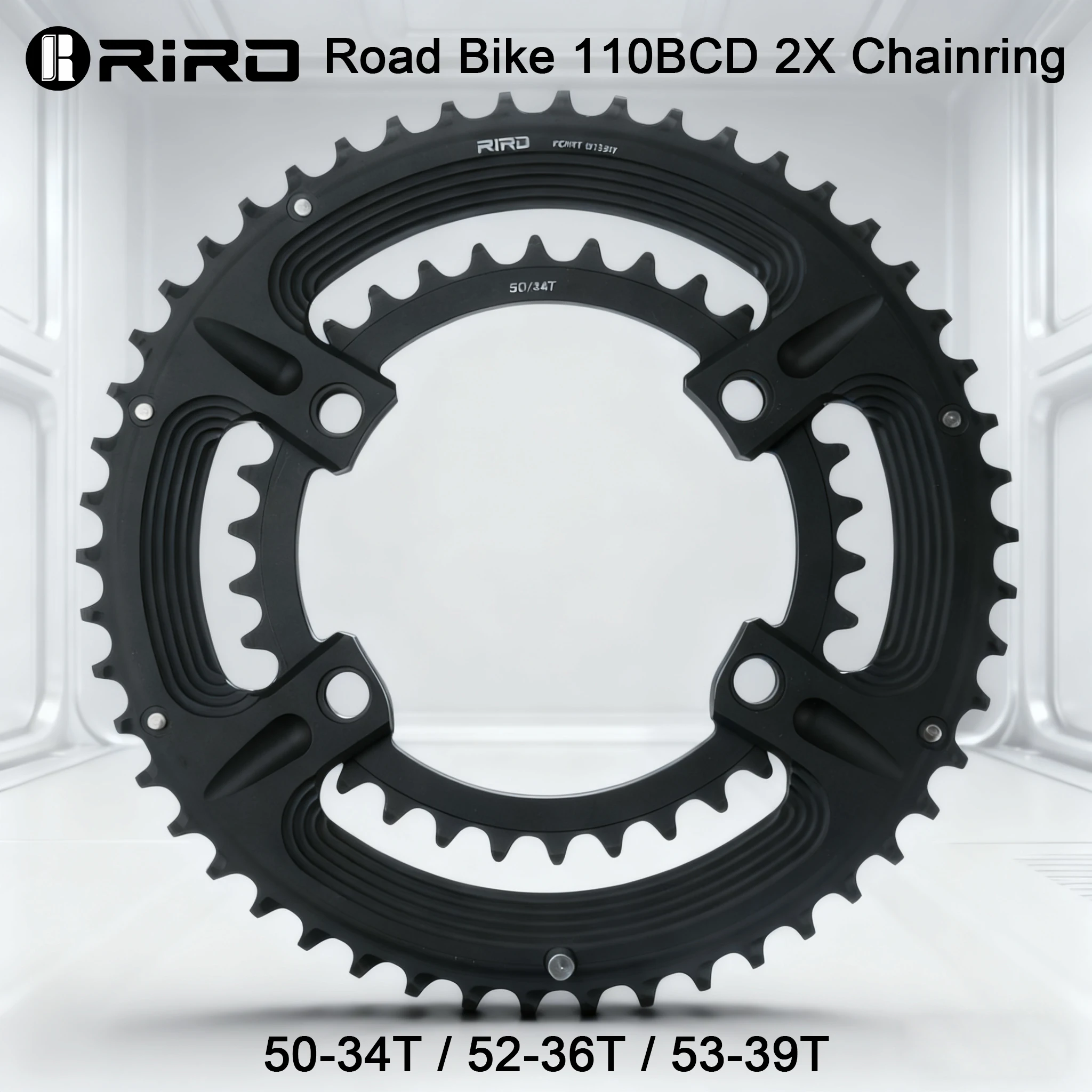 RIRO Double Chainrings CNC Aluminum 110 BCD Split Rings Compatible with Shimano 105 R7000 R8000 Road Bike 50/34 52/36 54/39