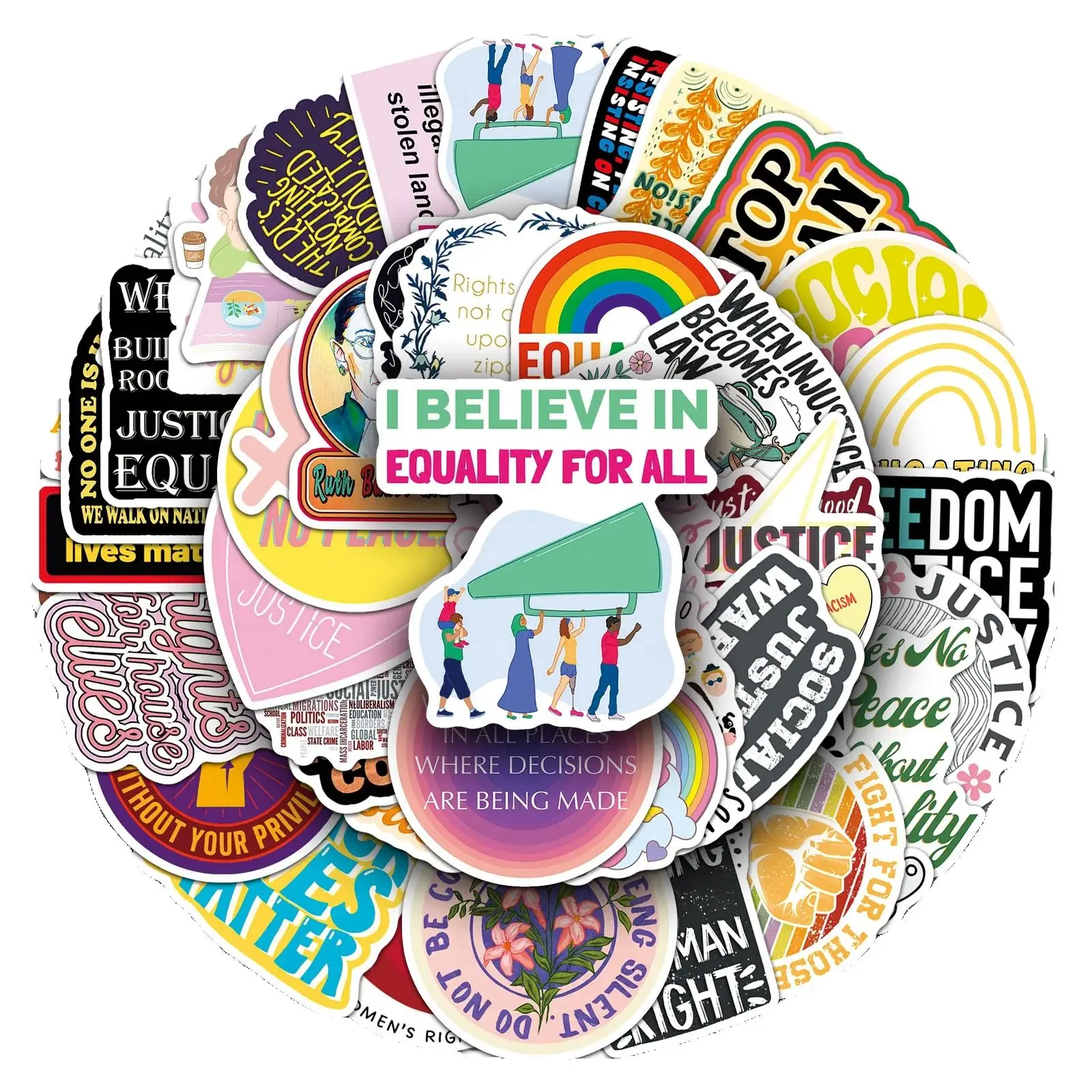 

50 шт. наклеек с символикой социальной справедливости для ноутбуков, скрапбукинга, багажа, гитар, шлемов, DIY, граффити, эстетические стикеры