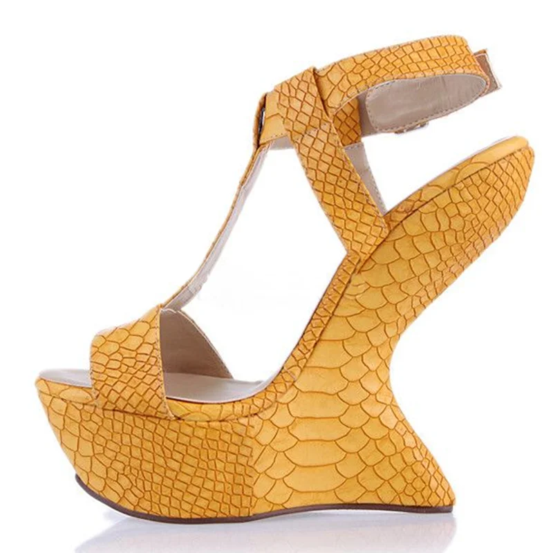 Platfrom Strange Crocdile Leather Sandas Sexy Pointed Toe Slingback Customized New Arrivals Fashion Women Modern Shoes