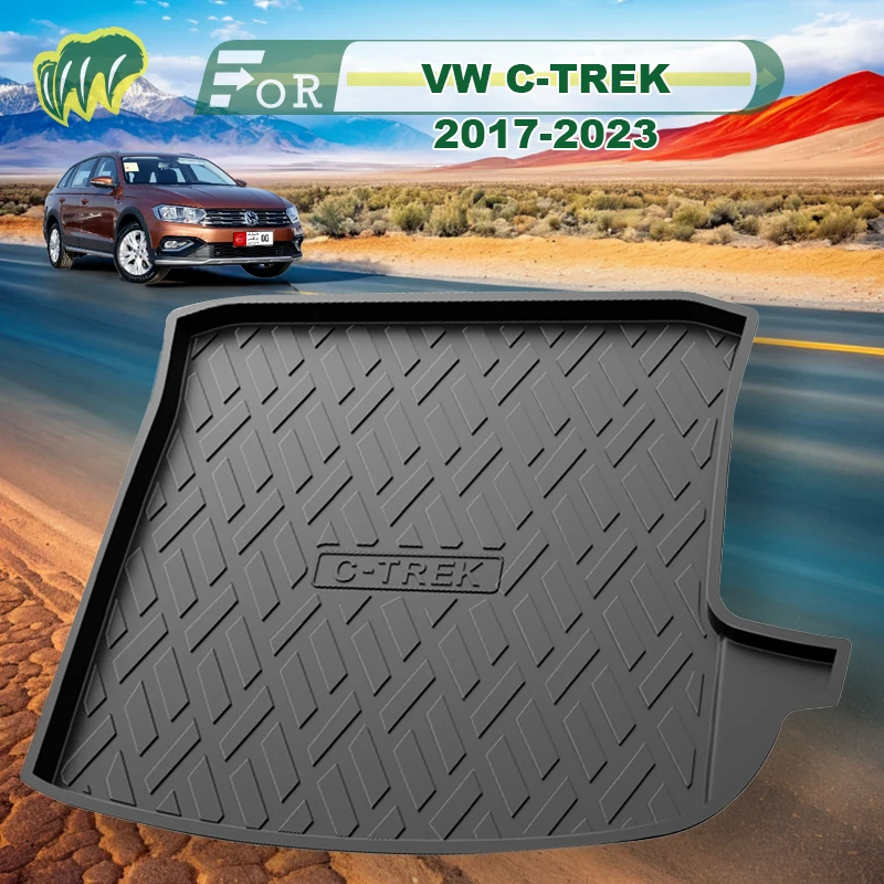 

Для VW C-TREK 2017-2023 ТПЭ подходящий под заказ коврик для багажника автомобиля всесезонный черный грузовой коврик 3D в форме лазерного измерения подкладки для багажника