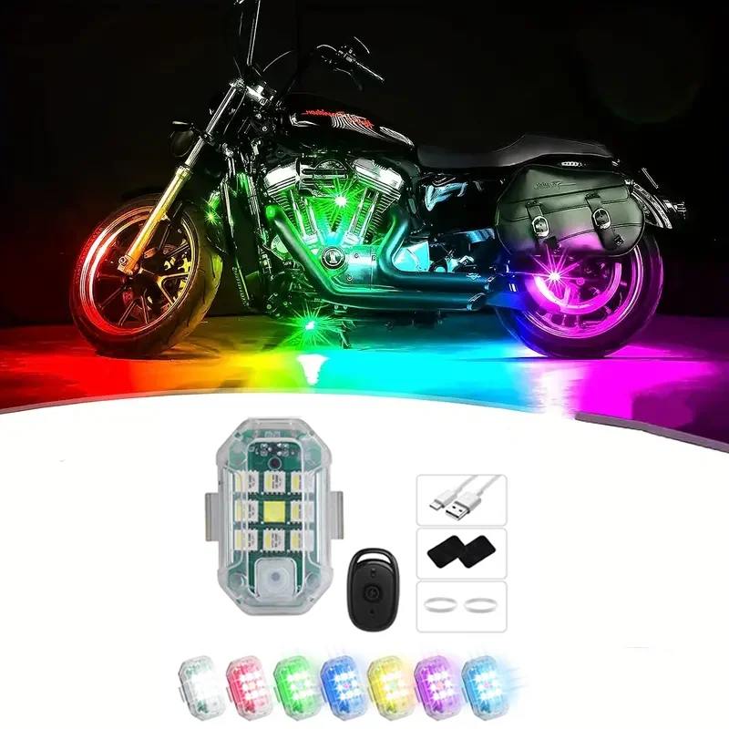 1 Piece Rgb Remote Control + 1 Piece of 7 Color Led Lights, Suitable for Motorcycles and Cars Universal Neon Kit and Drone Lighting Accessories