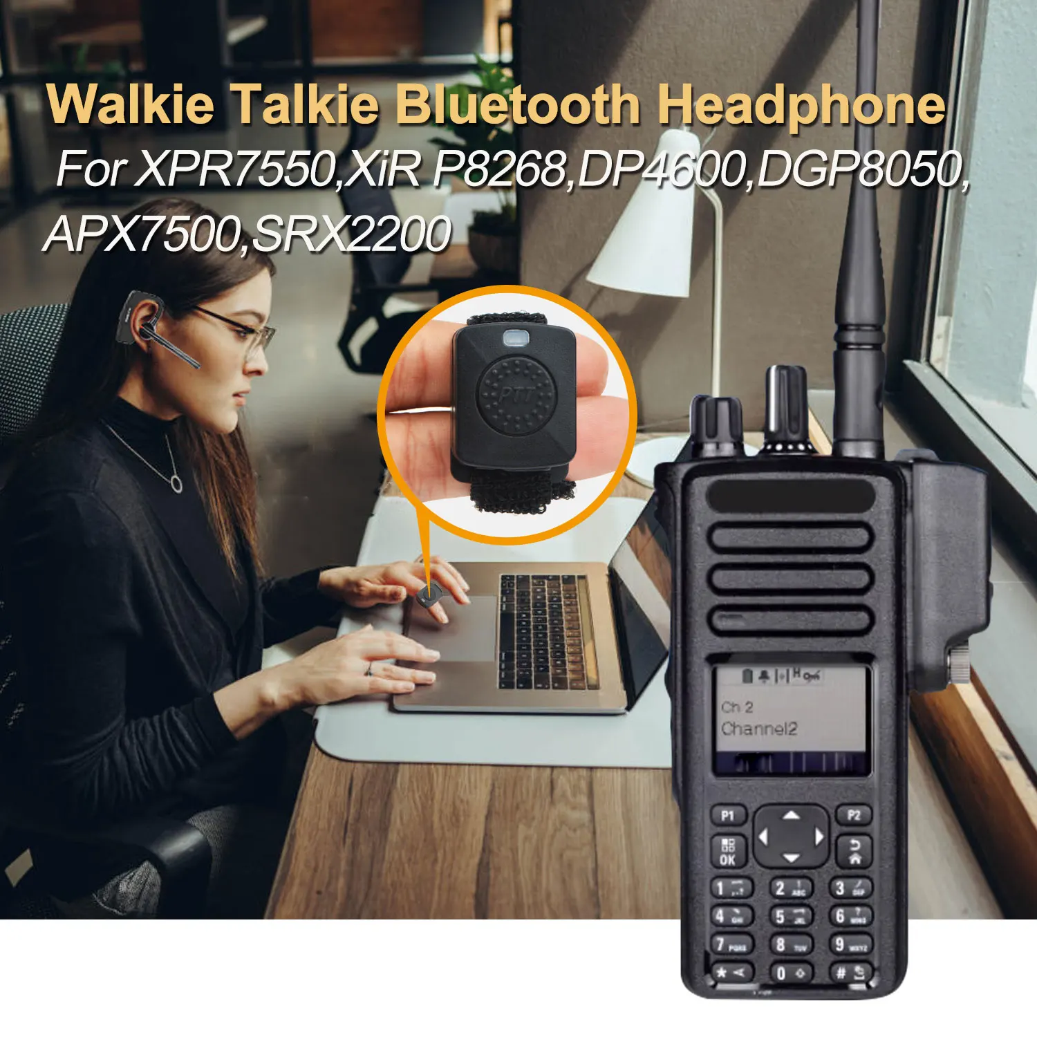 

Bluetooth-наушники Walkie Talkie с беспроводным PTT HB8668 для Mototrbo XiR P8628 XiR P8668 DP4801 XPR7550 APX7000 DGP8550
