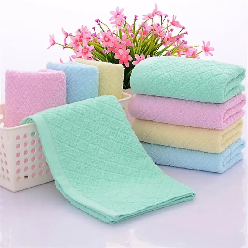 2pcs Cotton Towel Rhombus Plain Colour Towel Quick Absorbent Soft Quick Dry Face Towel Bathroom Hotel Travel Supply