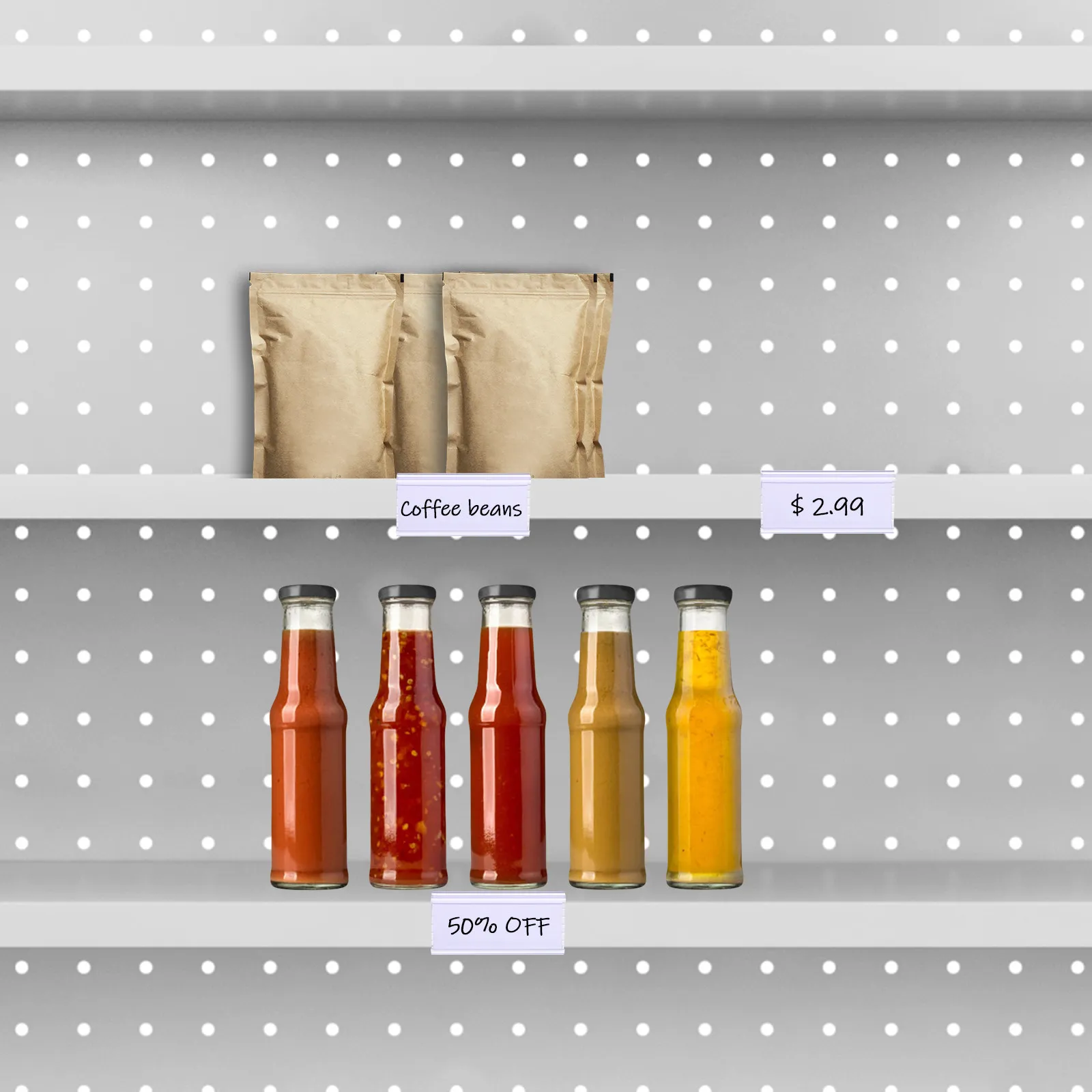 Clear Label Holders Retail Shelf Tags Edge for Shelves Kitchen Pantry Labels Wire Storage with Paper Inserts