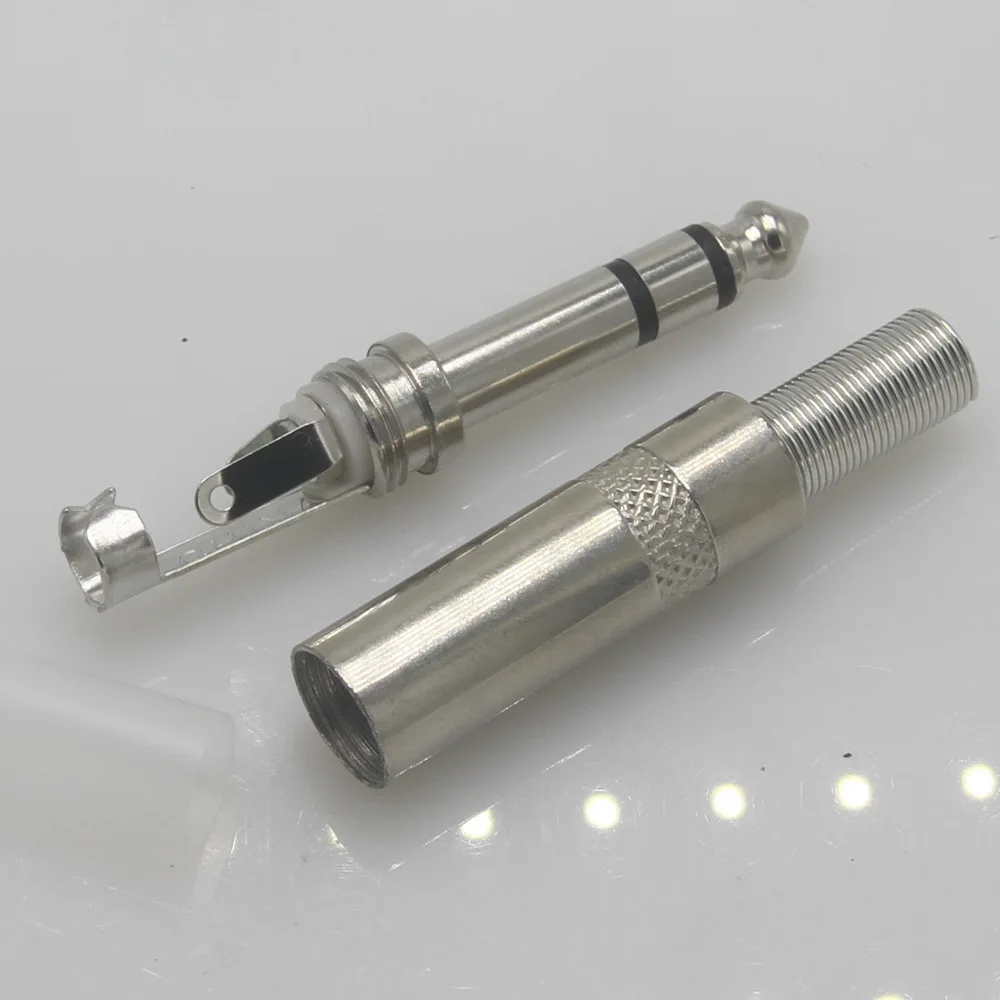 Conector de microfone Jack, estéreo, 3Pin, 6,5mm, 1/4, 10pcs, Lot