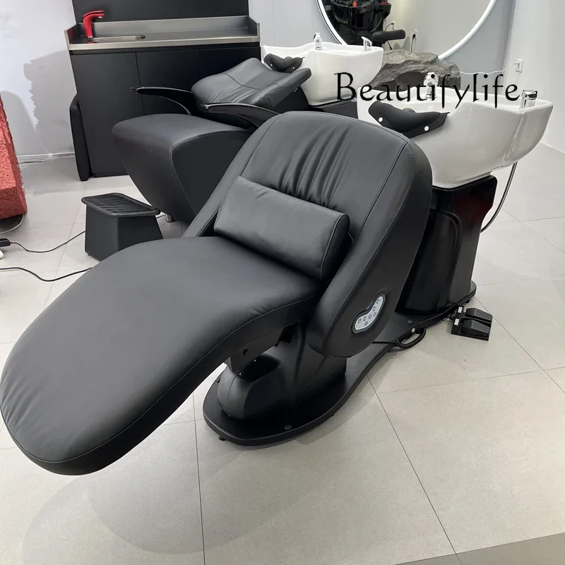 Japanese-Style Simple Electric Lifting Shampoo Chair Barber Shop Half Lying High-End for Hair Salon Shampoo Chair