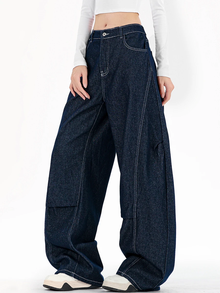 

Men's High-End Autumn Winter Denim Pants Bla Draped Comfortable Straight Leg Trendy European Wide Leg Long Trousers