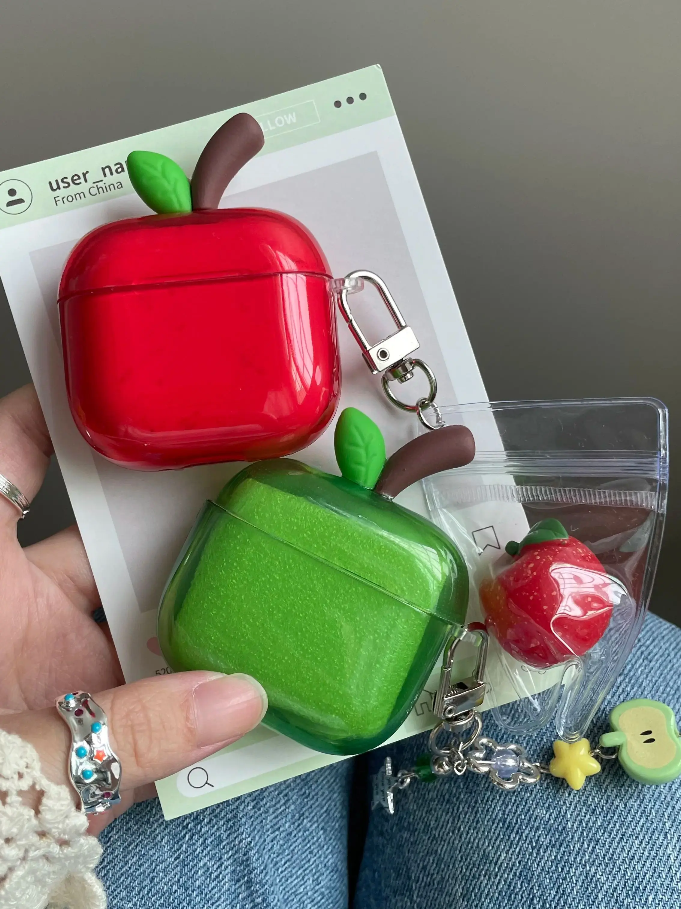 Étui pour écouteurs Apple translucide rouge vert pour AirPods 1 ou 2 3 4 Pro 2 3 Air Pods AirPod Pro2 Pro3 doux Imd mignon pendentif de couverture