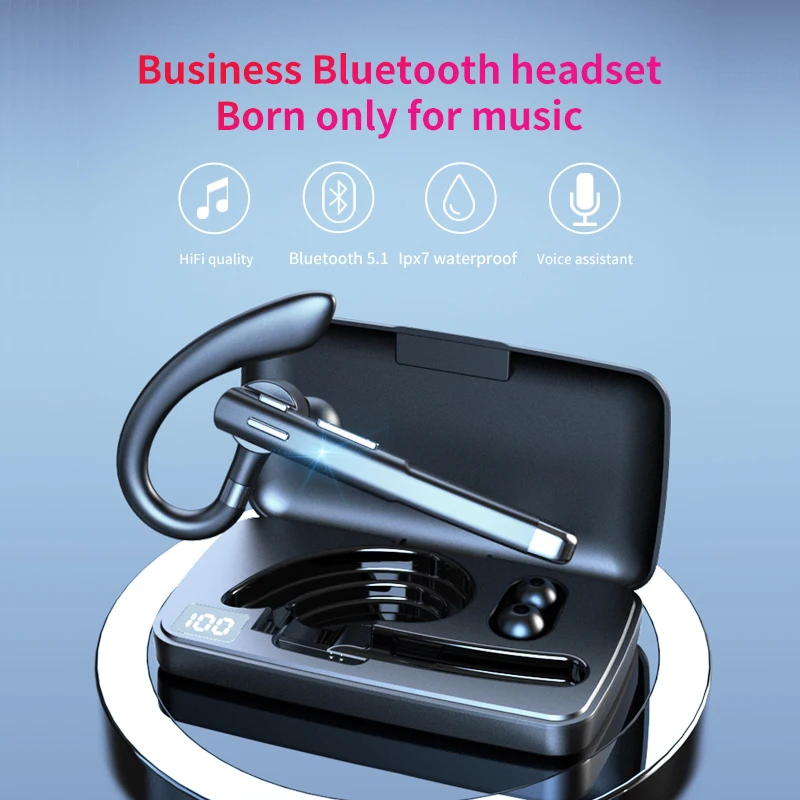 Bluetooth wireless headphones, noise-cancelling single-ear hanging microphone, helmet, hands-free speaker, business driving