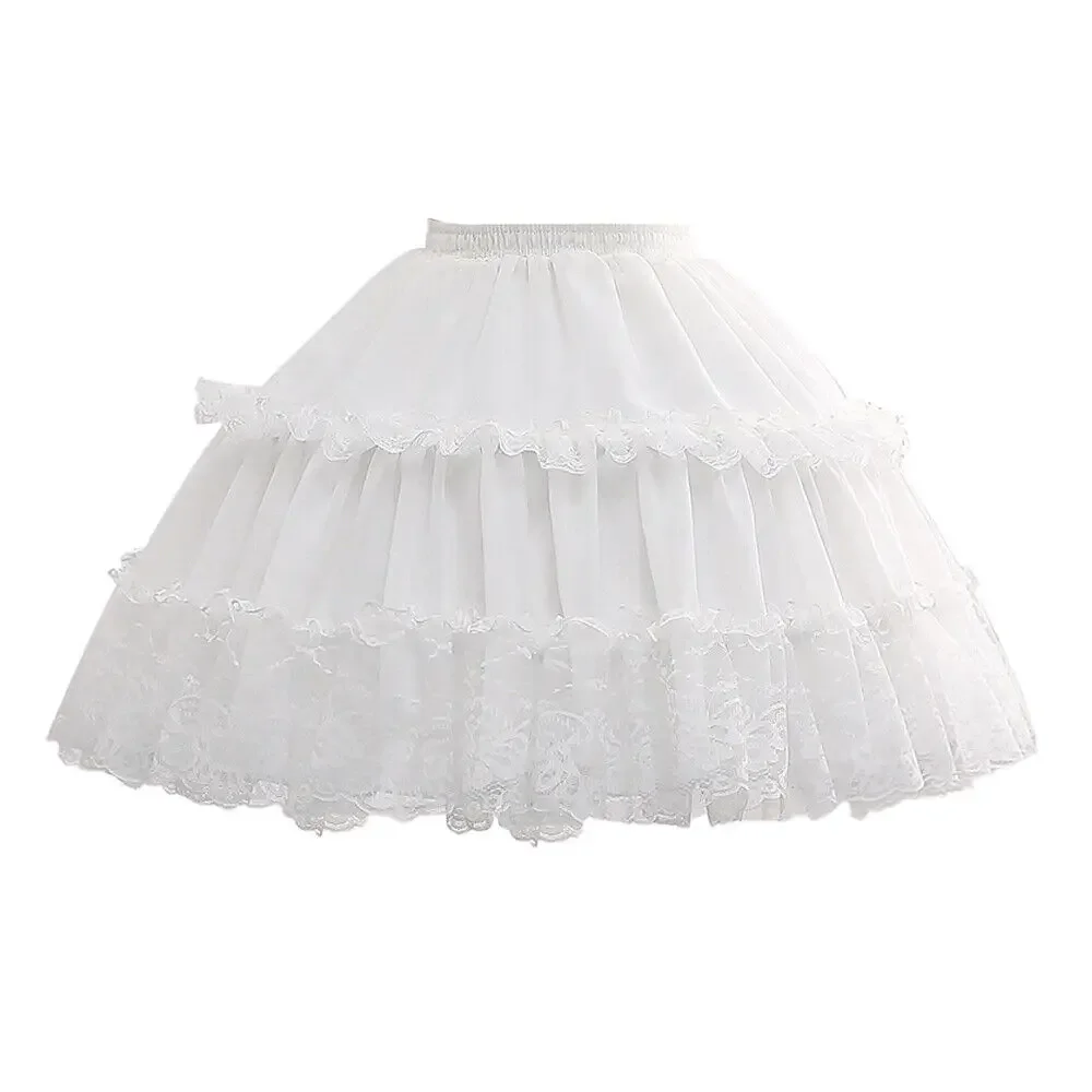 47cm Length Lace Crinoline 2 Hoop Petticoat Bustles Lolita Underskirt for Grils