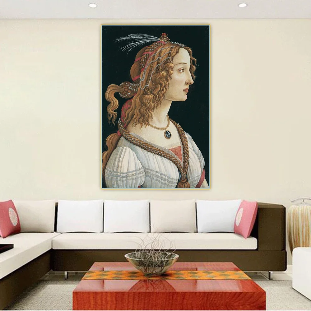 Citon Sandro Botticelli《Idealized Portrait of a Lady》Canvas Oil Painting Artwork Picture Wall Background Decor Home Decoration
