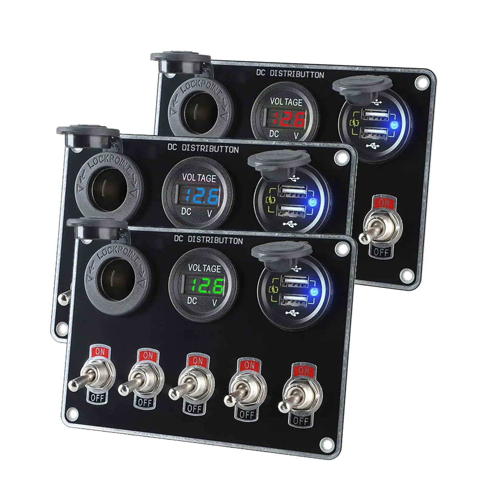 

5 Gang Rocker Toggle Switch Panel Circuit Control Switch Panel Universal USB Charger UTV Boat Marine Trailer SUV