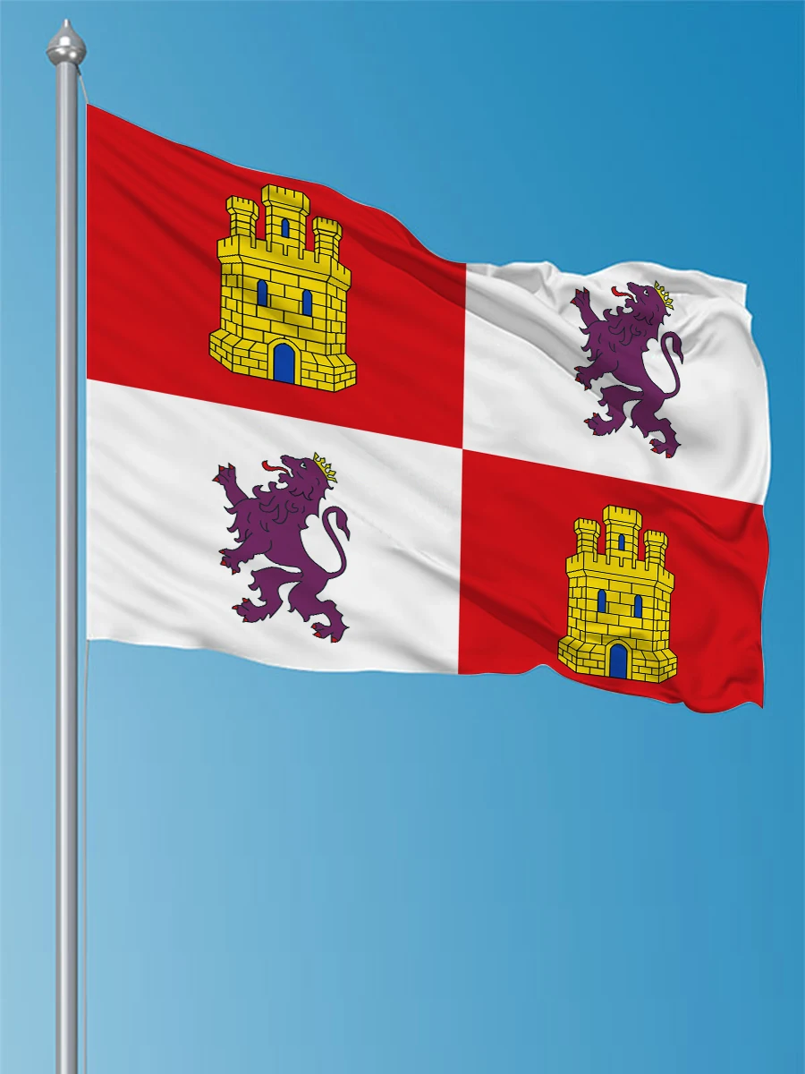 FLAGDOM  3X5Fts  90X150cm Spain Spanish Flag of Castile and Leon