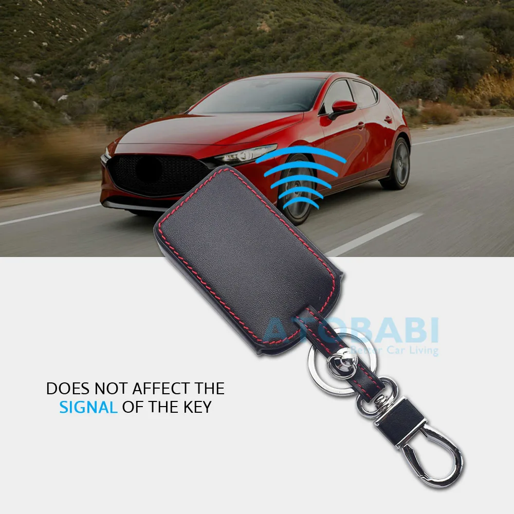 Leder Auto Schlüssel Abdeckung Tasche Für Mazda 3 6 CX-3 CX-5 CX-9 CX-30 CX-60 MX-5 MX-30 Miata 2023 Fernbedienung Fobs Shell Fall Auto Zubehör – Detail 3