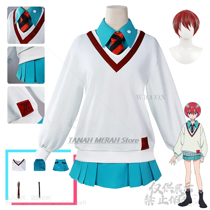 

uuuuuuuX Anime Amate Yuzuriha Cosplay Costume JK School Uniform Dress Jirai Kei Girls Sweater Skirt Shirt Tie Wigs Customized