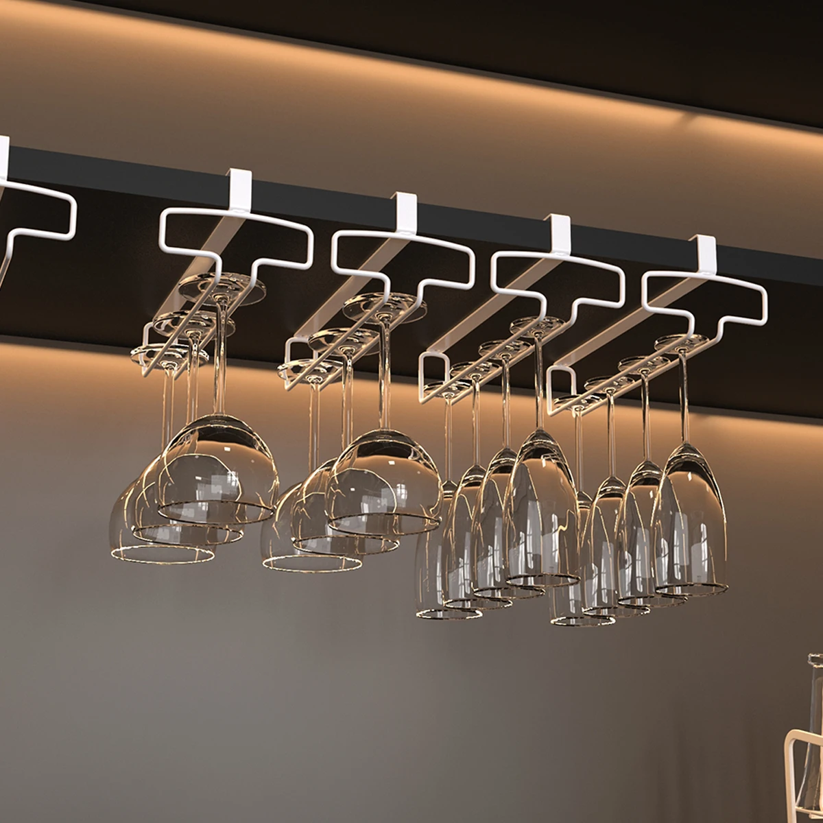 Multi functional cup holder, inverted glass cup holder with drip tray, household countertop glass storage rack, bar accessories